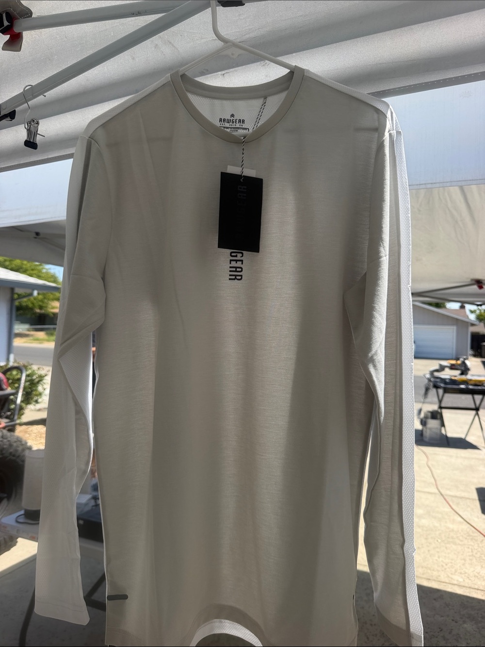 RAWgear Men’s Long-Sleeve Crewneck dry fit Shirt - Light Beige